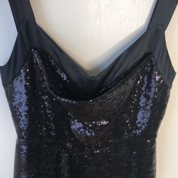 NWOT Monique Lhuillier Black Sequin silk dress - Picture 3 of 11